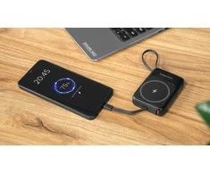 POWER BANK indukcinis Kruger &amp; Matz 10000 mAh Mag Safe su juodu kabeliu