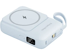 POWER BANK indukcinis Kruger &amp; Matz 10000 mAh Mag Safe su mėlynu kabeliu