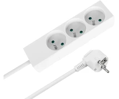 Prailgintuvas, 3 lizdai, 2 m, prancūziško tipo, be jungiklio (3x1,5 mm), Rebel baltas