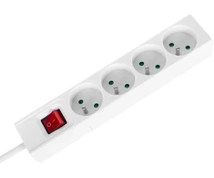Prailgintuvas, 4 lizdai, 1,5 m, prancūziško tipo, su jungikliu (3x1,0 mm), „Rebel“ baltas