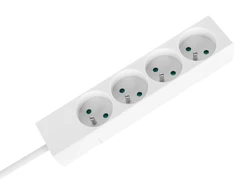 Prailgintuvas, 4 lizdai, 2 m, prancūziško tipo, be jungiklio (3x1,5 mm), Rebel baltas