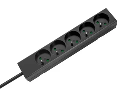 Prailgintuvas 5 lizdų 3m prancūziško tipo be jungiklio (3x1.5mm) Rebel juodas