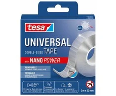 Dvipusė lipni juosta Tesa Universal, dvipusė, 3 m x 3 cm