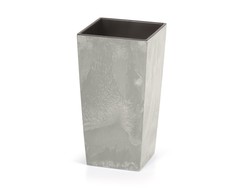 Prosperplast Lauko plastikinis vazonas URBI SQUARE BETON, su įdėklu, pilkos sp., 27 x 27 x 50 cm