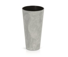 Prosperplast Lauko plastikinis vazonas TUBUS SLIM BETON, su įdėklu, pilkos sp., 40 x 76 cm