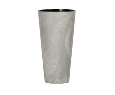 Prosperplast Lauko plastikinis vazonas TUBUS SLIM BETON, su įdėklu, pilkos sp., 40 x 76 cm