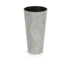 Prosperplast Lauko plastikinis vazonas TUBUS SLIM BETON, su įdėklu, pilkos sp., 30 x 57 cm