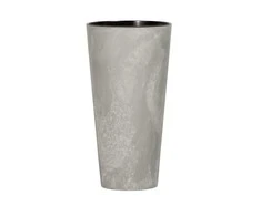 Prosperplast Lauko plastikinis vazonas TUBUS SLIM BETON, su įdėklu, pilkos sp., 30 x 57 cm