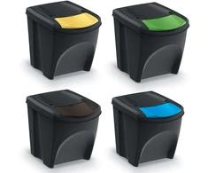 Prosperplast Šiukšliadėžė Keden SORTI BOX 4x25L - juoda recykling