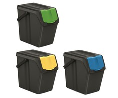 Prosperplast Šiukšliadėžė Keden SORTI BOX 3x25L - juoda recykling