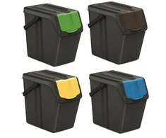 Prosperplast Juodos spalvos rūšiavimo konteinerių rinkinys SORTIBOX 4x25L