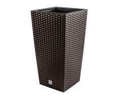 Prosperplast Lauko plastikinis vazonas RATO SQUARE, su įdėklu, rudos sp., 26 x 27 x 50 cm