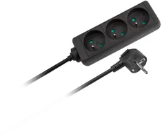 Prailgintuvas 3 lizdai 5m prancūziško tipo be jungiklio (3x1.5mm) Rebel juoda