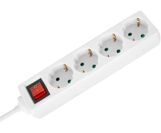 Przedłużacz 4 gniazda 2m typu niemieckiego su przełącznikiem (3x1,5mm) Rebel balta
