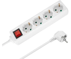Przedłużacz 4 gniazda 5m typu niemieckiego su przełącznikiem (3x1,5mm) Rebel balta