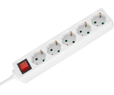 Przedłużacz 5 gniazd 2m typu niemieckiego su przełącznikiem (3x1,5mm) Rebel balta