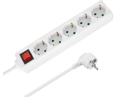 Przedłużacz 5 gniazd 2m typu niemieckiego su przełącznikiem (3x1,5mm) Rebel balta