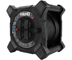 Przedłużacz bębnowy kwadratowy linija hand pro; 4x2p+su; ip44; 16a; h07rn-f; 3×1,5; 30m; juoda