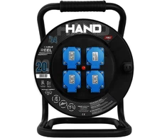 Przedłużacz bębnowy linija hand pro; 3x(2p+su) +1x(usb-a;usb-c); ip44; 16a; h05rr-f; 3×1,5; 20m; juoda