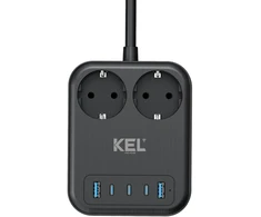 Przedłużacz usb 65w, 2x2p+su + 2xusb a, 3xusb c, 2m, schuko; kel