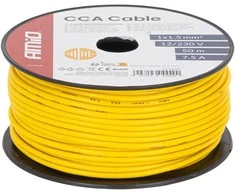 Viengyslis CCA kabelis, geltonas, 1x1.5mm² 50m 7.5A 12/230V AMIO-04449