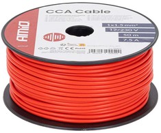 Viengyslis CCA kabelis, raudonas, 1x1.5mm² 50m 7.5A 12/230V AMIO-04452