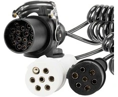 Spiralinis kabelis sunkvežimio priekabai 2x 7 kontaktų 15 kontaktų tipo n/s 5m 24v amio-04381