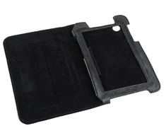 QUER Juodas dėklas, skirtas Samsung Galaxy Tab P3100 (natūrali oda)