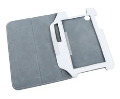 QUER Baltas dėklas, skirtas Samsung Galaxy Tab P3100 (natūrali oda)