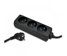 Prailgintuvas 3 lizdai 1,5 m prancūziško tipo be jungiklio (3x1,0 mm) Rebel juoda