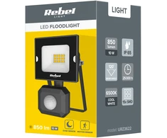 LED prožektorius 10W Rebel su prieblandos ir judesio jutikliu, 6500K, 230V