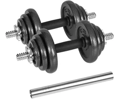 REBEL ACTIVE reguliuojamo svorio hanteliai dėkle, 20 kg, su štanga