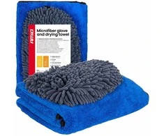 Mikropluošto plovimo pirštinė ir džiovinimo rankšluostis automobiliui 94 / 800 GSM, 20×26 cm / 60×90 cm – AMIO-04489