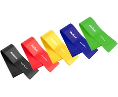 Latekso mankštos juostų rinkinys - Mini Band L, 2.3-18.2kg, 5 juostos, spalvinga, REBEL ACTIVE