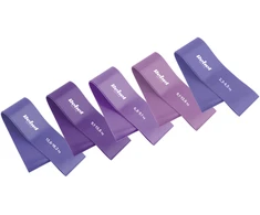 Latekso mankštos juostų rinkinys - Mini Band L, 2.3-18.2kg, 5 juostos, violetinė, REBEL ACTIVE