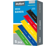 Latekso mankštos juostų rinkinys - Mini Band L, 2.3-18.2kg, 5 juostos, spalvinga, REBEL ACTIVE