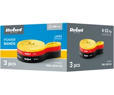 Latekso mankštos juostų rinkinys - Power Band PLs-1, 4-32 kg, 3 juostos, REBEL ACTIVE