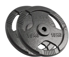 Ketaus svarelių rinkinys 2x15kg, skylė 31mm, plokštė su rankenomis, REBEL ACTIVE