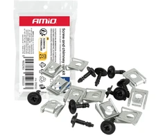 Rinkinys śrubek i blaszek montażowych 18 mm ? 5 mm 10kpl amio-05032