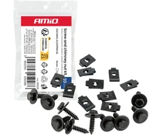 Rinkinys uniwersalnych wkrętów i blaszek montażowych 18 mm ? 5 mm 10kpl amio-05028