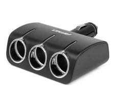 Trijų lizdų cigarečių uždegiklio prailgintojas 12/24V 120W 90° AMIO-04358
