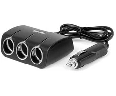 Trijų lizdų cigarečių uždegiklio prailgintojas 12/24V 120W 80 cm AMIO-04359