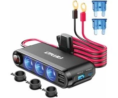 Išplėtimo lizdas su voltmetru, USB ir USB-C 12–24 V, AMIO-03782