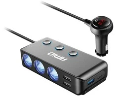 Išplėtimo lizdas su voltmetru, USB ir USB-C 12–24 V, AMIO-03781