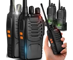 2x racijos + ausinės „Baofeng BF888S PMR“ ilgo nuotolio