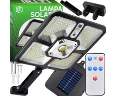 RTO Saulės lempa 220 LED 15 COB lauko gatvės, su judesio jutikliu, prietemų jutikliu, nuotolinio valdymo pultu ER1265