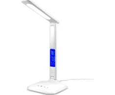 Lampka LED stalinė lempa su 5 šviesos režimais, įkrovikliu, LCD ekranu, žadintuvu, temperatūros reguliatoriumi.