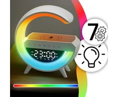 Lampka RGB LED naktinė lemputė „Bluetooth“ indukcinis įkroviklis laikrodis-radijas garsiakalbis