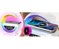 Lampka RGB LED naktinė lemputė „Bluetooth“ indukcinis įkroviklis laikrodis-radijas garsiakalbis