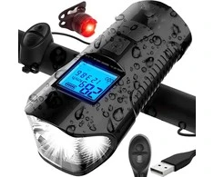 Lampka LED dviračio žibintas, km skaitiklis, spidometras, galinis - s092-1 + galinis žibintas